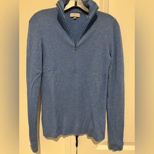 Kinross Cashmere, half zip sweater, size XS, light blue